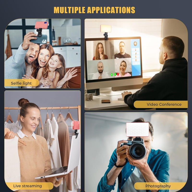 MACTREM 168 LED Selfie Light for iPhone, Portable Phone Light Clip, 3000Mah 3 Modes Rechargeable Lighting for Video Recording, for iPhone, Camera, Laptop, iPad, Video Conference, TikTok(Pink) - Image 4